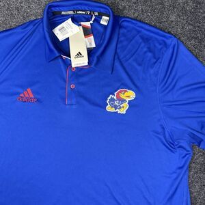 Adidas KU Kansas Jayhawks Coaches Polo AEROREADY Men’s XL Royal Blue NWT
